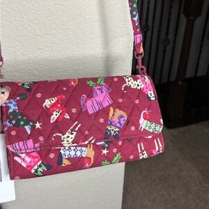 Vera Bradley Crossbody Wallet Bag Holidays Hounds NEW